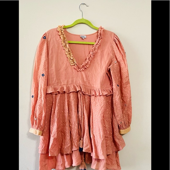 Rinku Dalamal Peach Toned Layered Tunic - Picture 2 of 9